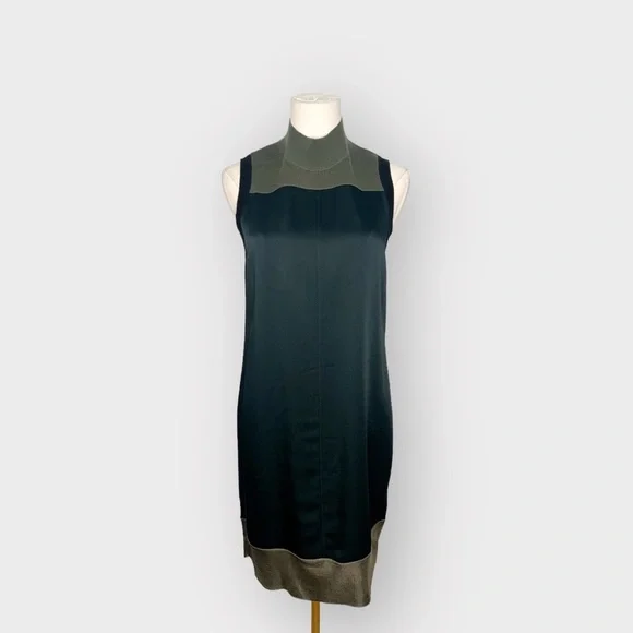 RAG & BONE Vivienne Color Block Mock Neck Dress Black & Green (Sz S) - Picture 4 of 9